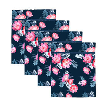 4PK Wicked Sista Peony Dreams Delicate Laundry Mesh Wash Bag w/ Zip Lock 40x50cm