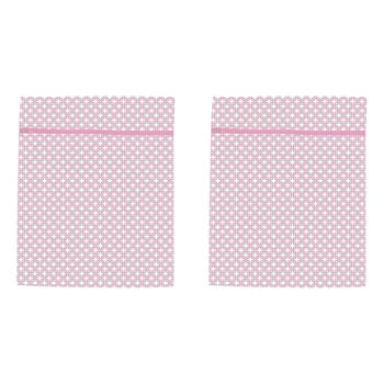 2PK Wicked Sista Overlap Geo Delicate Laundry Mesh Wash Bag w/ Zip Lock 40x50cm