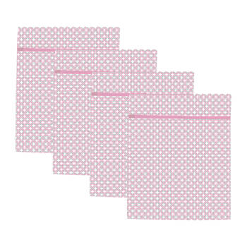 4PK Wicked Sista Overlap Geo Delicate Laundry Mesh Wash Bag w/ Zip Lock 40x50cm