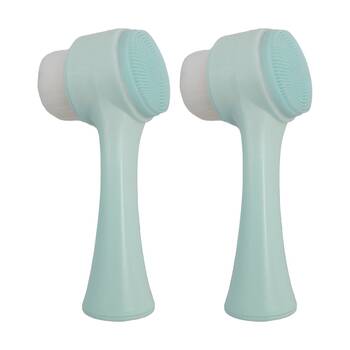 2PK Wicked Sista Double Sided Facial Cleansing Brush Soft Bristle - Green