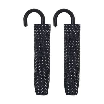 2PK Wicked Sista Compact Umbrella Mini Dot Manual Opening - Black/White