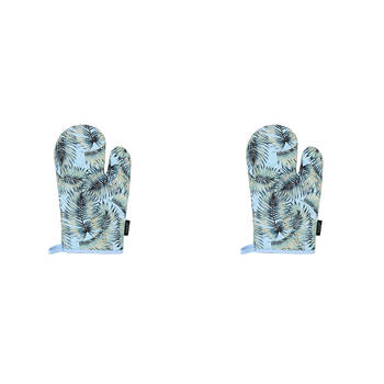 2PK Wicked Sista Oven Mitt Kitchen Gloves 17x29cm - Tropical Leaves