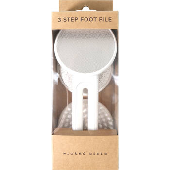 Wicked Sista Pedicure Tools 3 Step Foot File Steel/Pumice Stone/Brush Heads