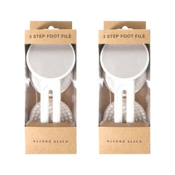 2PK Wicked Sista Pedicure Tools 3 Step Foot File Steel/Pumice Stone/Brush Heads