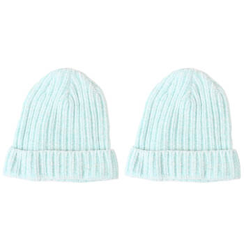 2PK Foote Street Unisex Chenille Beanie For Kids Small/Medium Soft Green 3Y-6Y