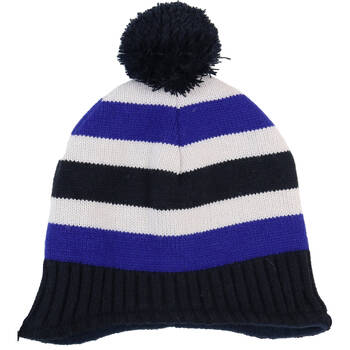 Foote Street Unisex Multi Stripe Beanie w/ Pom Pom Kids M/L Blue 7Y-10Y