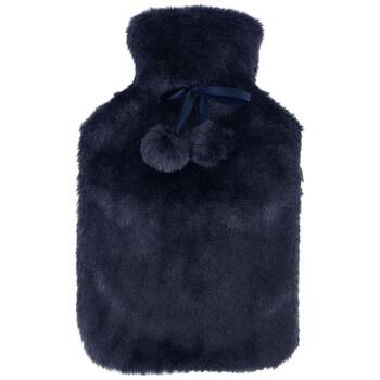 Wicked Sista Hot Water Bottle With Cover Faux Fur - Navy