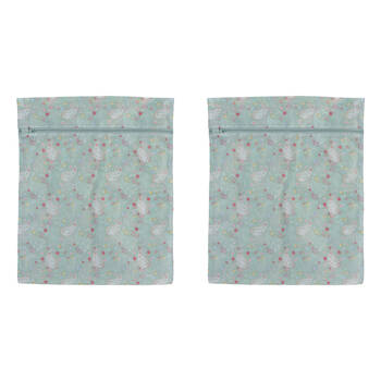 2PK Wicked Sista Floral Paisley Delicate Laundry Mesh Wash Bag w/ Zip Lock 40x50cm