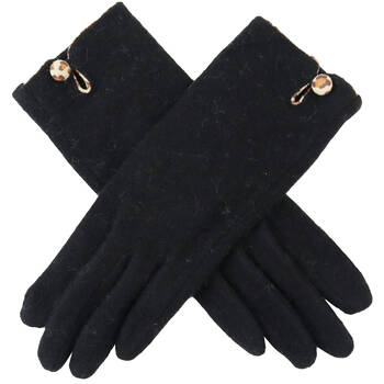 Wicked Sista Animal Button Wool/Nylon Gloves One Size - Black