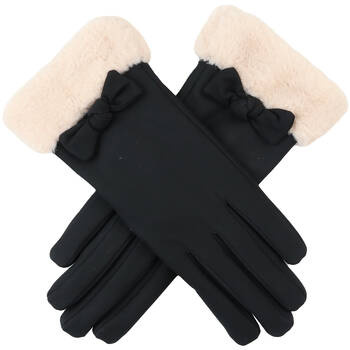 Wicked Sista Hazel Bow w/ Faux Fur Cuff Gloves One Size - Cream/Black