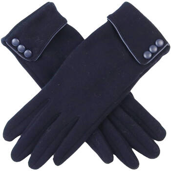 Wicked Sista Triple Button Cuff Wool Gloves One Size - Navy