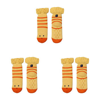 3PK Foote Street Slipper Socks For Kids -  Duck - Warm And Cozy - Yellow - 3Y+