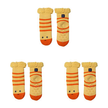 3PK Foote Street Slipper Socks For Toddlers -  Duck - Grey - 12M-24M
