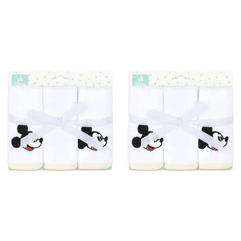 6pc Disney Mickey Baby/Kids Cotton Washers/Washcloth 25x25cm