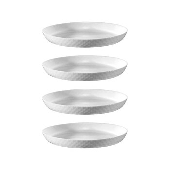 4PK Wiltshire Diamond White Glass Textured Side Plate 19cm