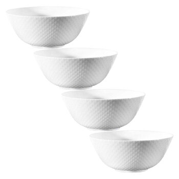 4PK Wiltshire Diamond White Glass Textured Noodle Bowl 18cm