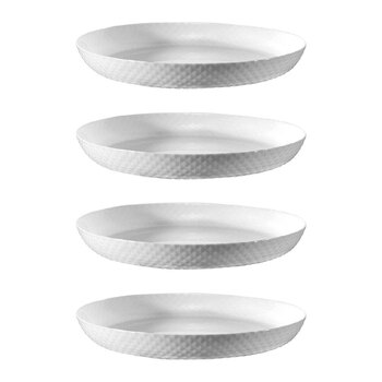 4PK Wiltshire Diamond White Glass Textured Dinner Plate 25cm