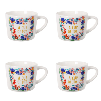 4PK Wiltshire A Cup Of Joy Printed New Bone China Mug 400ml