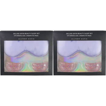 2PK Wicked Sista Deluxe Satin Beauty Sleep Mask & Gel Pads Set - Lilac