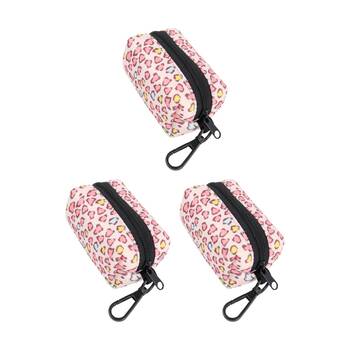3PK Wicked Pets Poo Bag Holder Animal Print with 15 Bags Leash Clip Multi