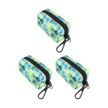 3PK Wicked Pets Poo Bag Holder Fresh Palms with 15 Bags Leash Clip Green