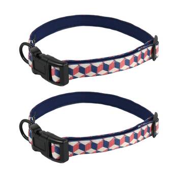 2PK Wicked Pets Collar Geometric Small to Medium Adjustable D-Ring 28-43cm Multi