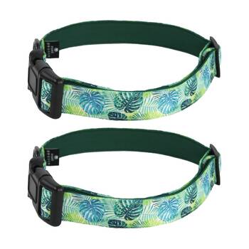 2PK Wicked Pets Collar Fresh Palms Medium to Large Adjustable D-Ring 41-66cm