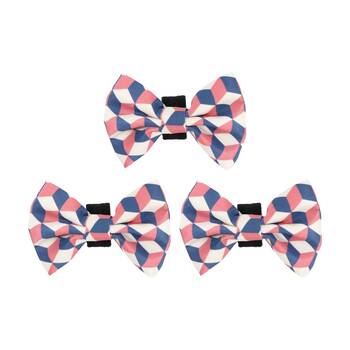 3PK Wicked Pets Bow Tie Geometric Hook and Loop Polyester Dog Collar Multi