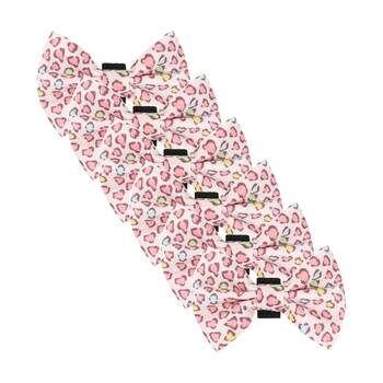 6PK Wicked Pets Bow Tie Animal Print Hook and Loop Polyester Dog Collar Multi