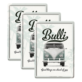 3PK Nostalgic Art Metal Mailing Postcard Volkswagen Good Things Are Ahead Of You 10x14cm