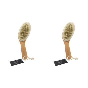 2PK Wicked Sista Wooden Dry Exfoliating Body Brush 7x25cm - Brown