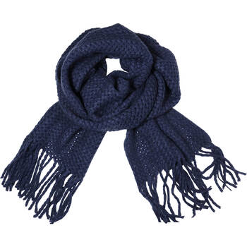 Wicked Sista Acrylic Long Knit Scarf w/ Tassels One Size - Navy