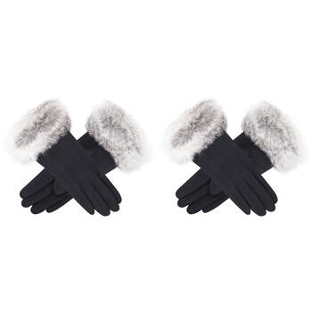 2PK Wicked Sista Tanya Faux Fur Cuff Gloves One Size - Black