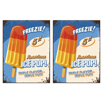 2PK Nostalgic Art Fridge Rectangle Magnet Ice Pop 6x8cm