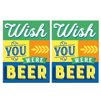 2PK Nostalgic Art Fridge Rectangle Magnet Wish You Were Beer 6x8cm