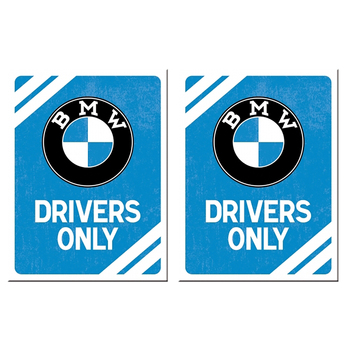 2PK Nostalgic Art Fridge Rectangle Magnet BMW Drivers Only Blue 6x8cm