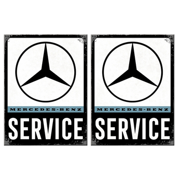 2PK Nostalgic Art Fridge Rectangle Magnet Mercedes Benz Service 6x8cm