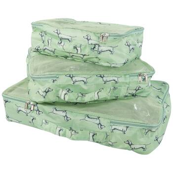 3pc Wicked Sista Packing Cells Trio Vintage Dachshund Small/Med/Large Mesh Bags