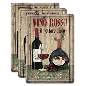 3PK Nostalgic Art Metal Mailing Postcard Vino Rosso 10x14cm