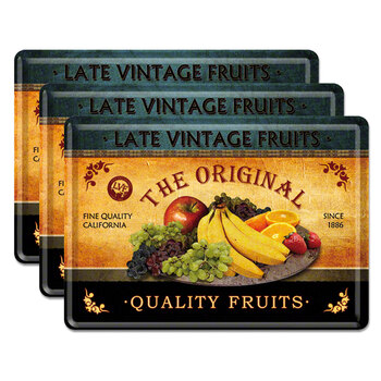 3PK Nostalgic Art Metal Mailing Postcard Late Vintage Fruits