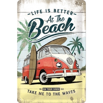 Nostalgic Art 20x30cm Medium Metal Wall Hanging Sign VW Bulli - Beach