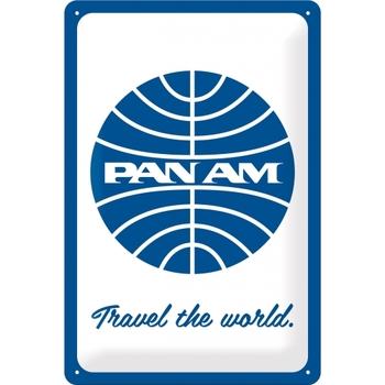 Nostalgic Art 20x30cm Medium Metal Wall Hanging Sign Pan Am Travel The World