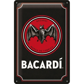 Nostalgic Art Bacardi Logo 20x30cm Medium Metal Tin Sign - Black