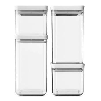 4pc Set Brabantia Stackable Square Canisters - Light Grey