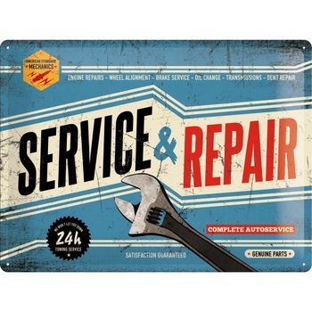 Nostalgic Art Service & Repair 30x40cm Large Metal Tin Sign