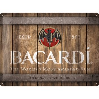 Nostalgic Art Bacardi Wood Barrel Logo 30x40cm Large Metal Tin Sign