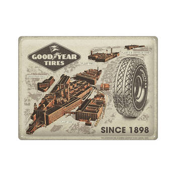 Nostalgic-Art Large Metal Sign Goodyear Factories Since 1898 30x40cm