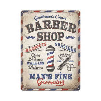 Nostalgic-Art Large Metal Plaque/Sign Barber Shop 30x40cm
