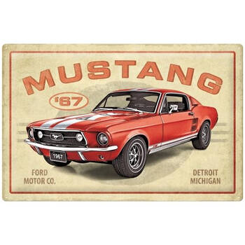 Nostalgic-Art XL Metal Sign Ford Mustang GT 1967 40x60cm - Red