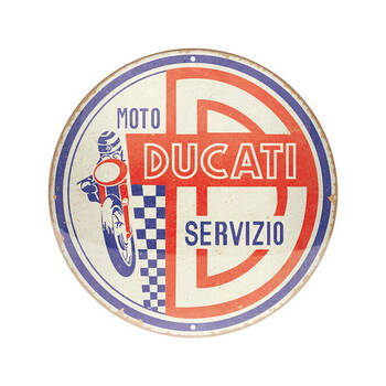Nostalgic-Art Round Ducati Moto Servizio Metal Decorative Sign 35x35x0.5cm